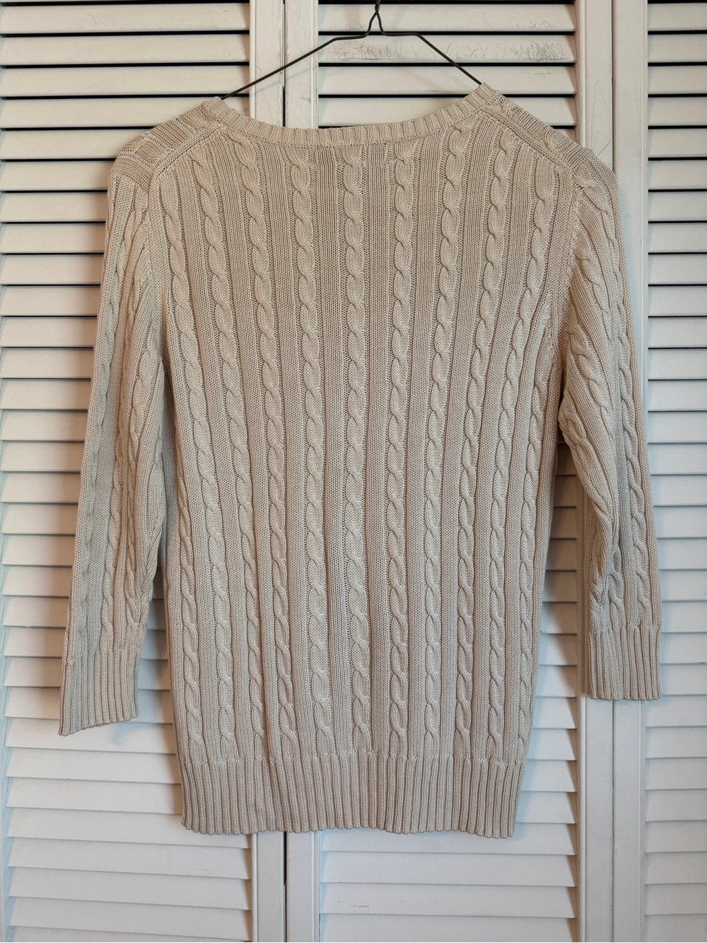 Brooks Brothers Silk Cable Knit Sweater Crew Neck Womens Large Cream Old Money - Picture 3 of 5